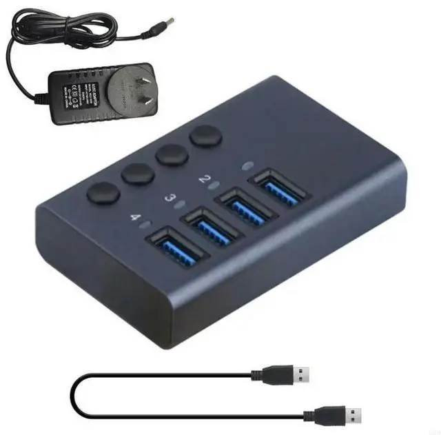 Main image of FOR USB Hub, 4 Port USB3.0 Hub Splitter 5Gbps with 36W Power Adapter and Male to Male USB3.0 Data Cord for PC and Laptop