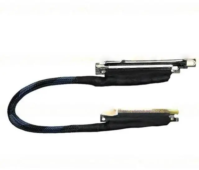 Main image of FOR Flexible 270 Degree PCIe 5.0 X16 Graphics Extender Cable Silver Coated Terminal Braided Sleeve Cord Left Entry Left Out