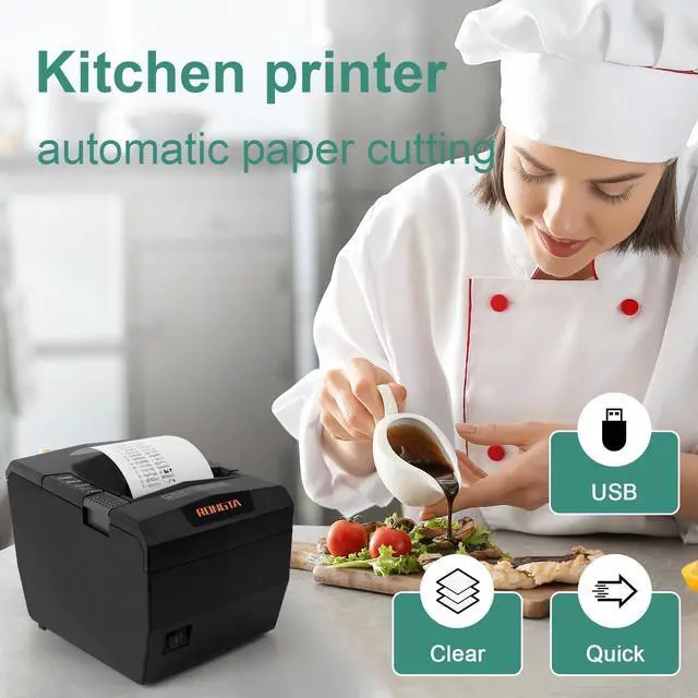 Alt view image 4 of 6 - POS Printer, 80mm Thermal POS Receipt Printer with Auto Cutter, Cash Drawer