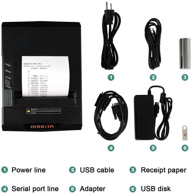 Alt view image 5 of 6 - POS Printer, 80mm Thermal POS Receipt Printer with Auto Cutter, Cash Drawer