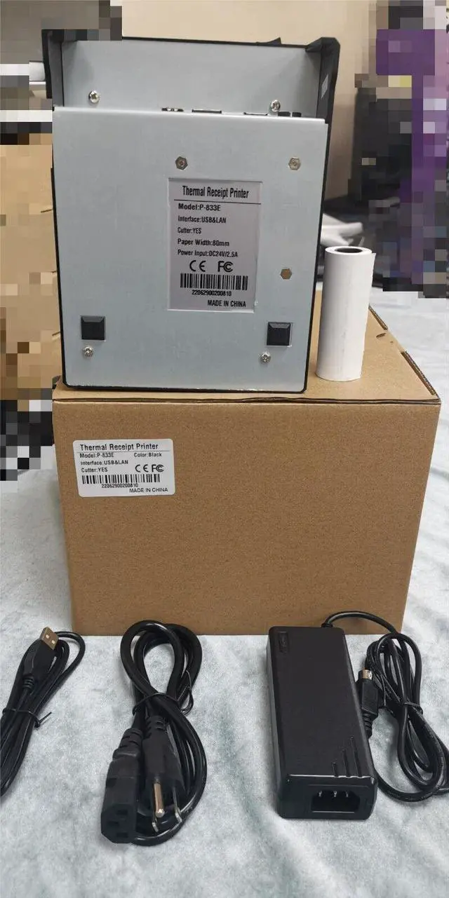 Alt view image 5 of 7 - Pbm P-833E Thermal Receipt Printer, Ethernet, Cashdrawer Port,USB, 3-in-1