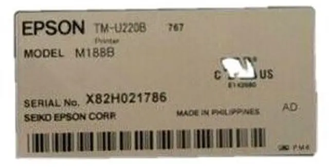 Alt view image 5 of 7 - Ep,son TM-U220B M188B Kitchen /Bar POS Receipt Printer Serial