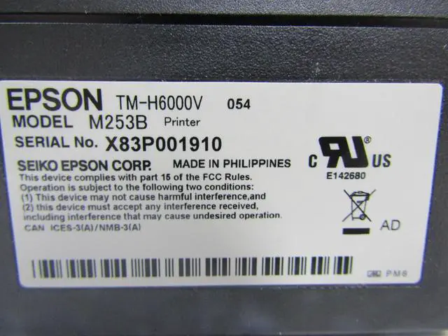 Alt view image 6 of 7 - Ep,son TM-6000V MULTIFUNCTION POS RECEIPT PRINTER M253B W/ POWER SUPPLY