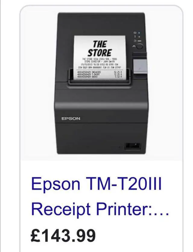 Alt view image 2 of 2 - Ep,son TM-T20III Ethernet Thermal POS Receipt Printer - Black (C31CH51012)