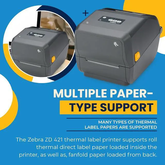 Alt view image 4 of 7 - Ze,bra ZD421 Thermal Bar Code Label Printer ( ZD4A042-301M00EZ )