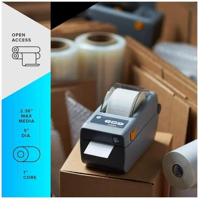 Alt view image 3 of 7 - Ze,bra ZD410 Direct Thermal Monochrome Desktop Printer - Wired Thermal Printer
