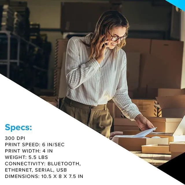 Alt view image 3 of 7 - Ze,bra ZD621 Thermal Transfer Printer 300 dpi 4" USB Serial Ethernet with Peeler ZD6A043-311F00EZ