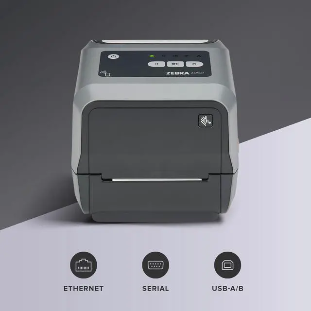 Alt view image 2 of 7 - Ze,bra ZD621 Thermal Transfer Printer 300 dpi 4" USB Ethernet ZD6A042-301F00EZ