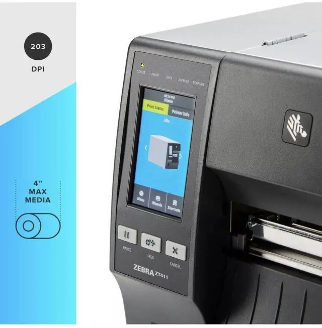 Alt view image 3 of 7 - Ze,bra ZT411 Thermal Transfer Printer 203 dpi 4"