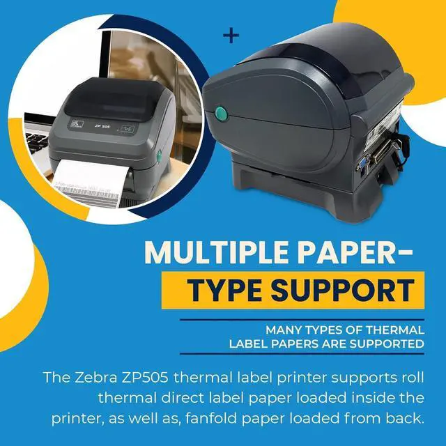 Alt view image 5 of 7 - Ze,bra Direct Thermal Bar Code Label Printer ZP505 | USB, Serial, Parallel | 203 DPI