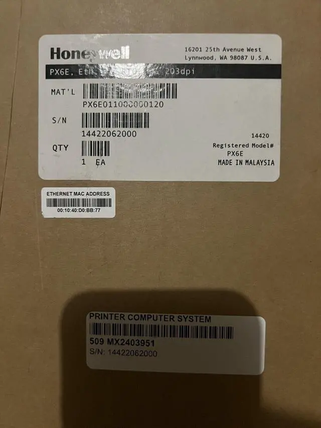 Alt view image 2 of 3 - Honey,well PX6ie Thermal Printer USB Ethernet PX6E010000000120