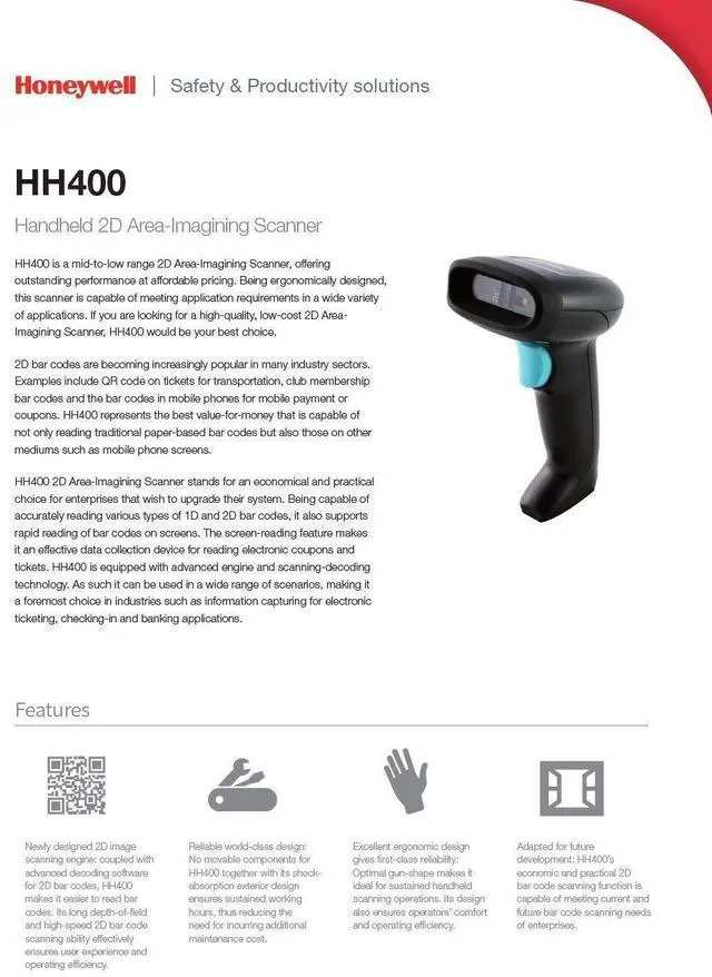 Alt view image 4 of 6 - Honey,well Bar,code Scan,ner HH400 2D
