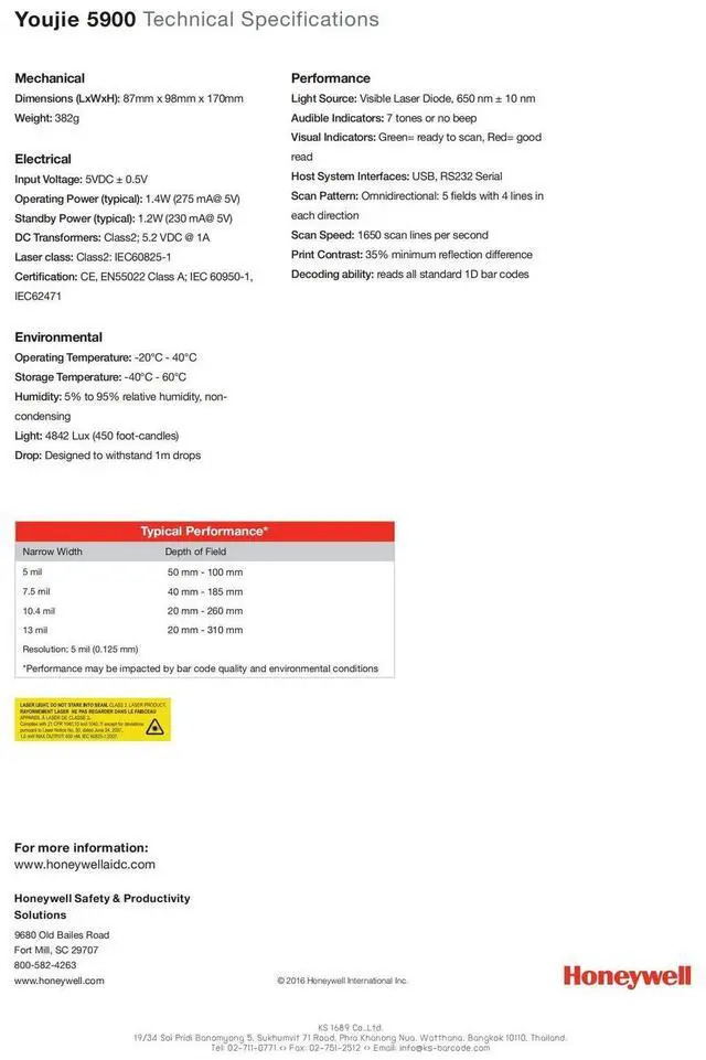 Alt view image 4 of 5 - Honey,well YJ5900-1-USB 1D Omnidirectional USB Wired Desktop Bar,code Scan,ner