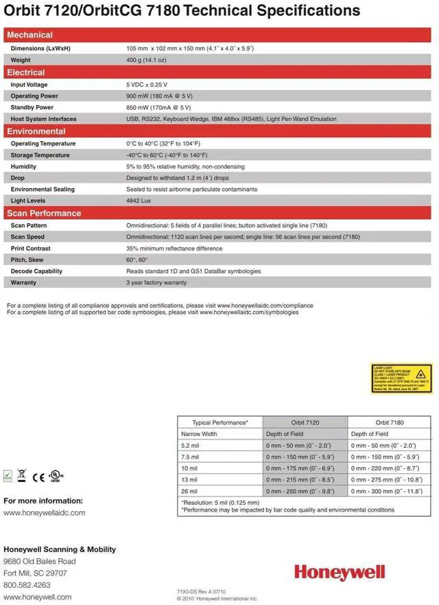 Alt view image 5 of 6 - Honey,well Orbit MS7120 Omni Directional USB Bar,code Scan,ner (MK7120-31A38)