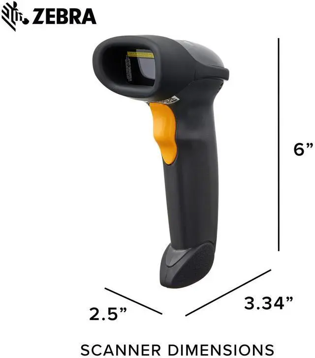 Alt view image 6 of 7 - Sym,bol Ze,bra LS2208 Series Corded Handheld Standard Range Laser Scan,ner Kit