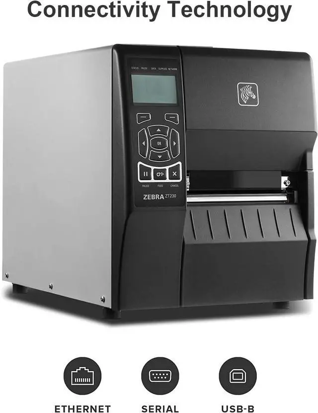 Alt view image 3 of 5 - Ybpitt Ze bra ZT230 Thermal Transfer and Direct Thermal Industrial Label Printer with Ethernet, Serial, USB Connectivity - 4" Print Width, 203 DPI, 6 IPS, Monochrome Bar code - ZT23042-T