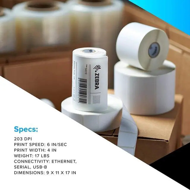 Alt view image 4 of 5 - Ybpitt Ze bra ZT230 Thermal Transfer and Direct Thermal Industrial Label Printer with Ethernet, Serial, USB Connectivity - 4" Print Width, 203 DPI, 6 IPS, Monochrome Bar code - ZT23042-T
