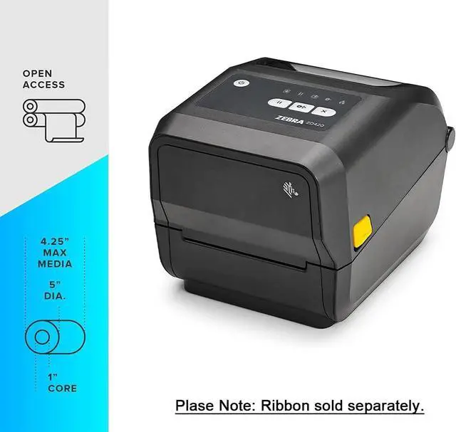 Alt view image 2 of 5 - Ze bra ZD420T Thermal Transfer and Direct Thermal Desktop Printer - ZD420 300dpi - USB, USB Host Connectivity, 4-Inch Print Width, Monochrome Label Receipt Print - ZD42043 JTTANDS