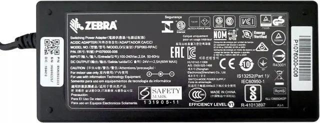 Alt view image 2 of 4 - Genuine FSP060-RPAC 24V 2.5A 60W AC Adapter for Ze bra ZD400 ZD410 ZD410D ZD420 ZD420c ZD411 ZD411t ZD411D ZD421 ZD421C ZD421D ZD421t GK420D GX 420 Label Printer P1028888-006 P1076000-006 Power Supply