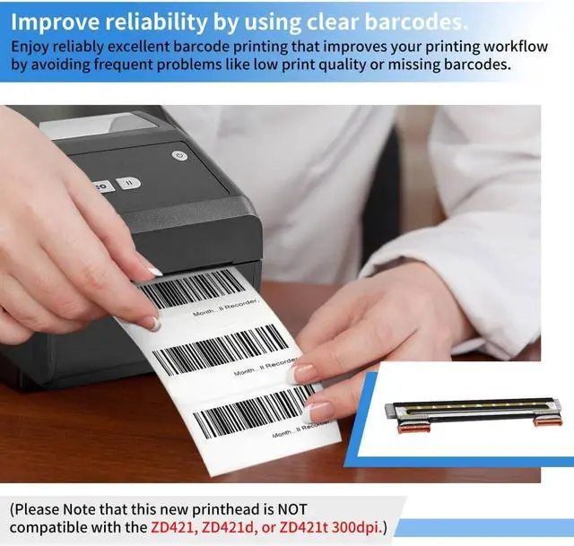 Alt view image 5 of 7 - Ennovor P1112640-218 Printhead Replacement [New Version 2025] for Zebra ZD421 ZD421d ZD421t Print Head Thermal Mobile Label Print Head Kit 203dpi (Not for 300dpi)