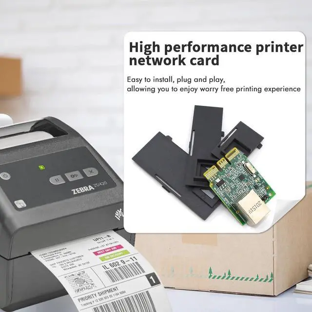 Alt view image 2 of 7 - P1080383-442 Kit Upgrade Ethernet Module for Ze bra ZD410 ZD420 Thermal Desktop Label Printer Wired 203dpi 300dpi
