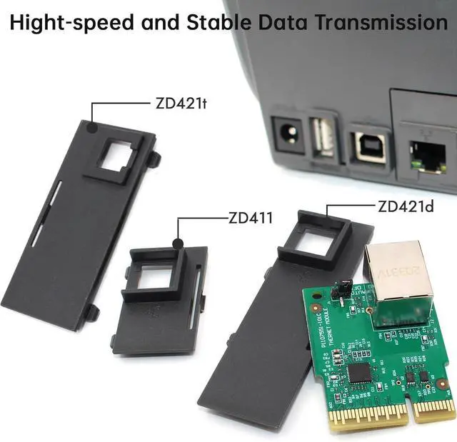 Alt view image 4 of 7 - P1112640-015 Kit Upgrade Ethernet Module for Ze bra ZD421 ZD421d ZD421t ZD411 Thermal Printer Wired 203dpi 300dpi