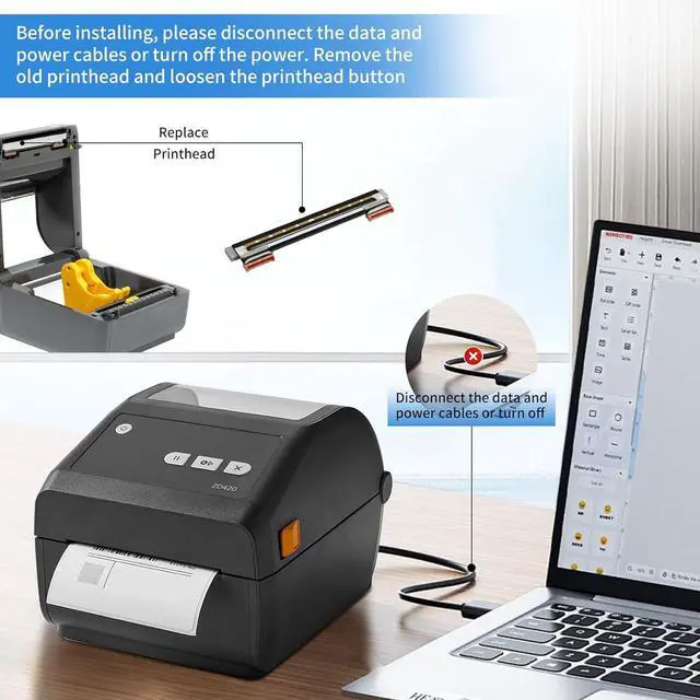Alt view image 6 of 7 - Ennovor P1080383-226 Printhead Replacement [New Version 2025] for Zebra ZD420 ZD620 Print Head Thermal Desktop Printer Printhead Kit 203dpi P1080383-415 (Not for 300dpi)