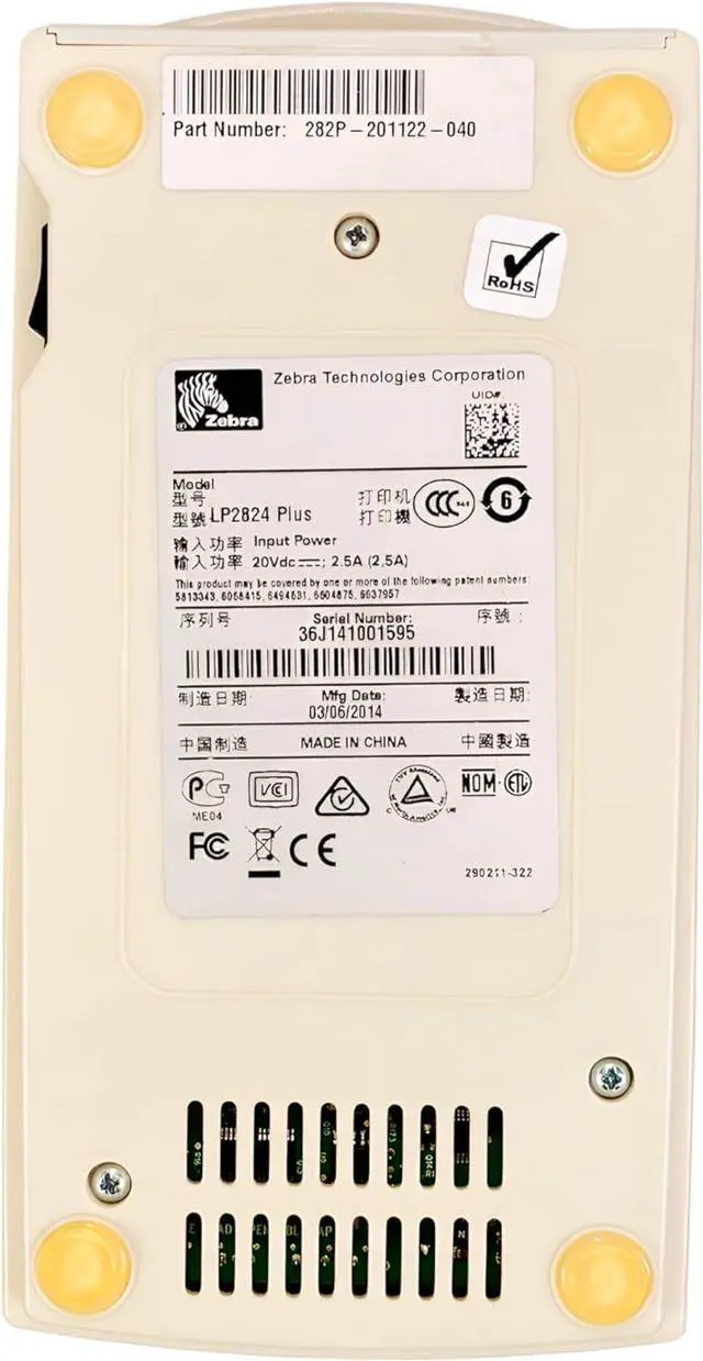 Alt view image 3 of 7 - Ze bra LP2824 Plus Compact Thermal Bar code Label Printer USB Serial 282P-201122-040, Bundle with AC Adapter