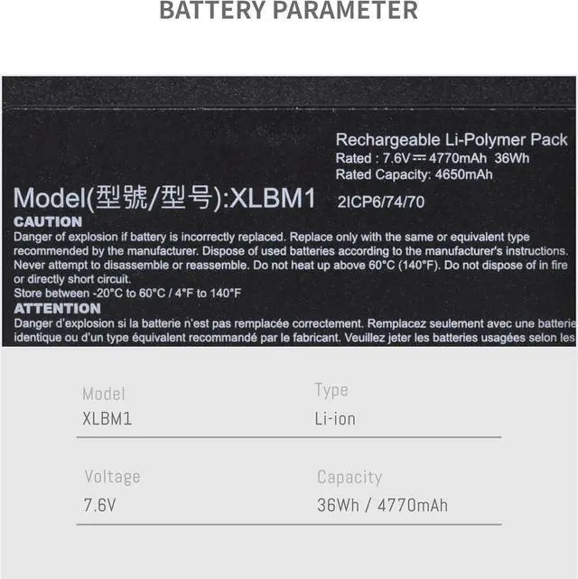Alt view image 2 of 6 - 4770mAh Replacement Battery for Ze bra Xplore XLBM1 LynPD5O3 0B23-02SJ000M-A 0B23-01H4000E 7.6V 4770mAh/36.25Wh