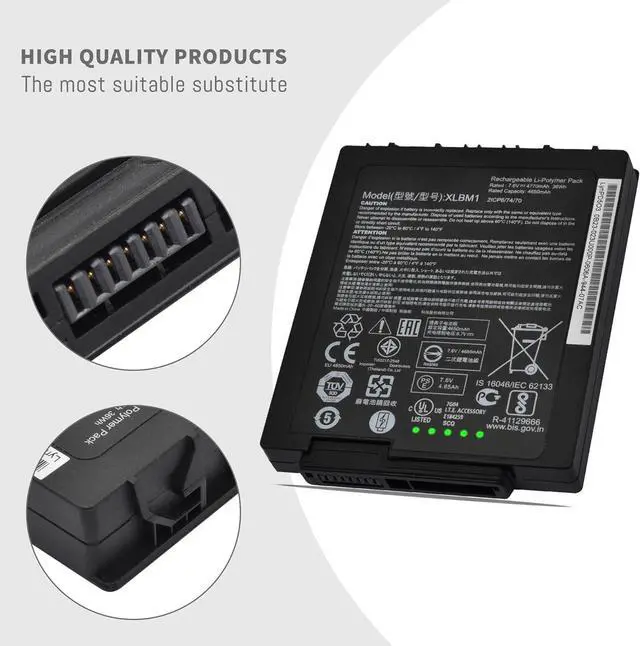 Alt view image 4 of 6 - 4770mAh Replacement Battery for Ze bra Xplore XLBM1 LynPD5O3 0B23-02SJ000M-A 0B23-01H4000E 7.6V 4770mAh/36.25Wh