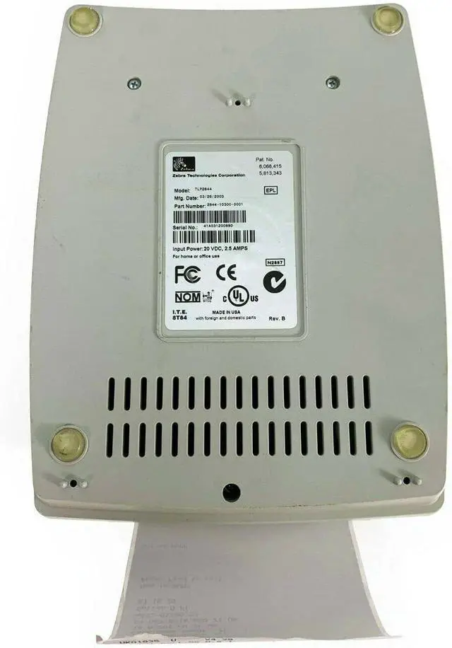 Alt view image 7 of 7 - Tekswamp #S6B Ze bra TLP 2844 Printer #2 2844-10301-0001 W/Adapter USB Power Cables Print