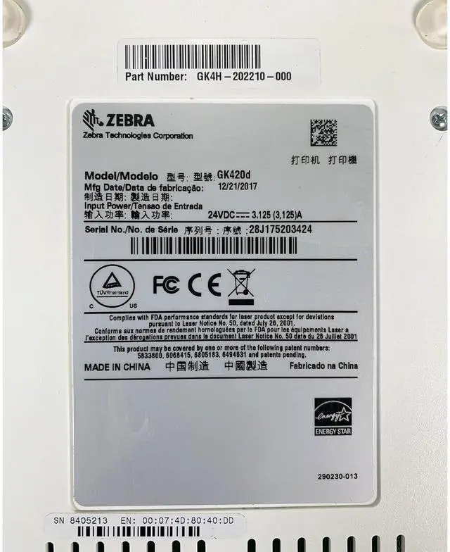 Alt view image 2 of 7 - Ze bra GK420d Direct Thermal Bar code Printer USB Ethernet GK4H-202210-000 White, Bundle with AC Adapter