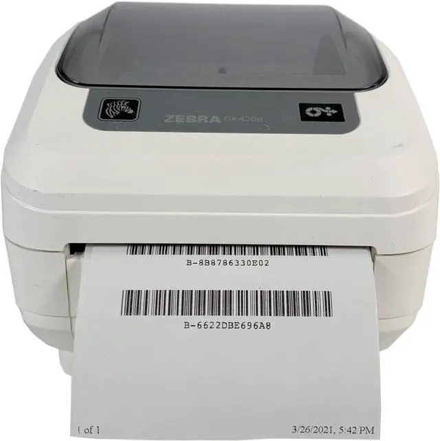 Alt view image 4 of 7 - Ze bra GK420d Direct Thermal Bar code Printer USB Ethernet GK4H-202210-000 White, Bundle with AC Adapter