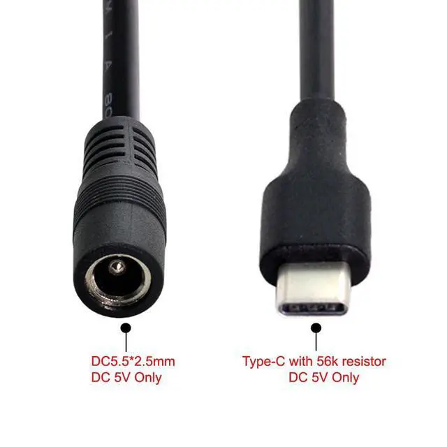 Alt view image 4 of 7 - DIXSG USB 3.1 Type C USB-C to DC 5V 5.5 * 2.5mm Power Jack Extension Charge Cable for Macbook Cell Phone Tablet 0.6ft