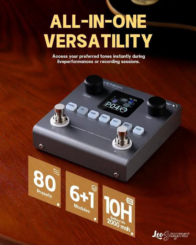 Alt view image 2 of 7 - Portable Multi-Effects Guitar/Bass Amplifier Modeler Effects Processor with 6 Effects Modules, 80 Editable Presets & Rechargeable Battery
