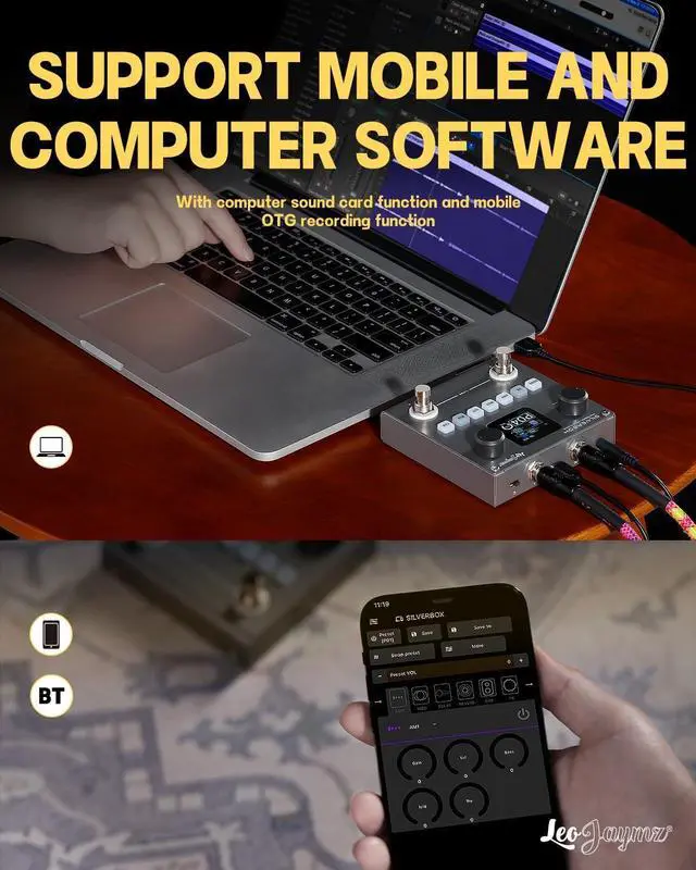 Alt view image 6 of 7 - Portable Multi-Effects Guitar/Bass Amplifier Modeler Effects Processor with 6 Effects Modules, 80 Editable Presets & Rechargeable Battery