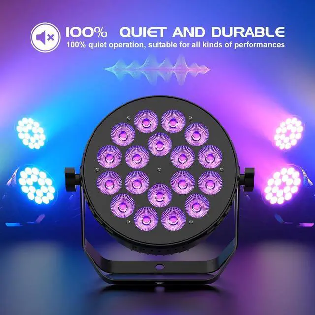Alt view image 4 of 7 - 180 W Stage Par Lights, RGBW 4-in-1 LED Par Can Light with DMX512 Sound Activated Controlled Aluminum Uplights, Stage Lights for Parties Wedding Festival Events Church