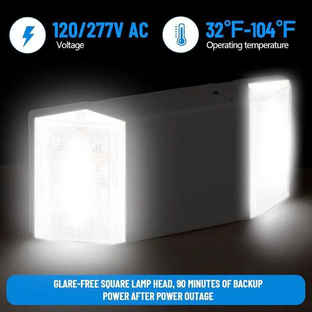 Alt view image 5 of 6 - 12 Pack LED Emergency Lights for Business with Battery Backup, Commercial LED Emergency Square Lighting Wall Mount, AC 120/277V, Hard Wired, Fire Resistant, Ul Certified