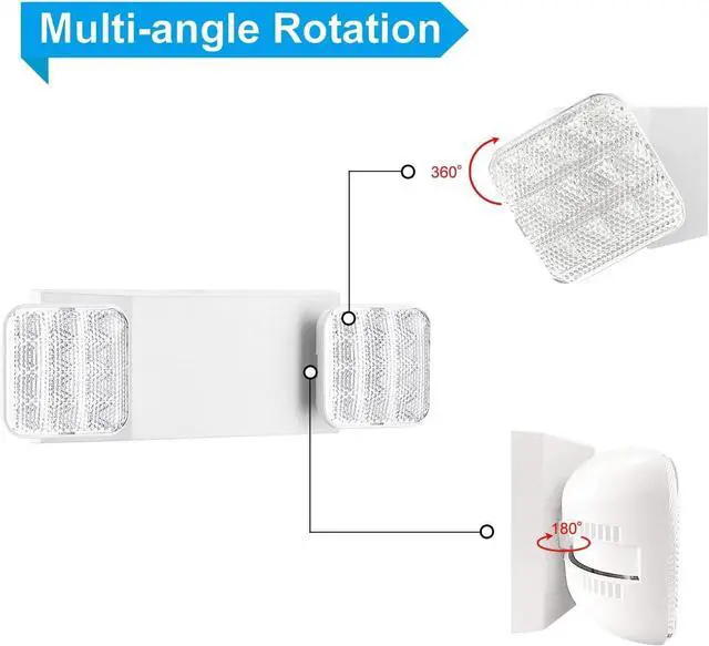 Alt view image 3 of 3 - 2 Packs LED Emergency Lights for Business, with Battery Backup, Two Head Adjustable LED Emergency Square Lighting for Home, UL 924 Certified-Emergency Lighting Fixture.