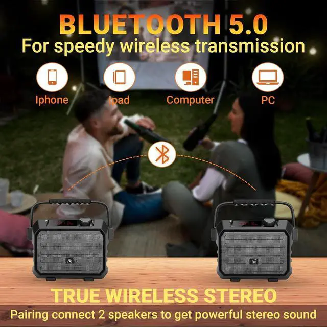 Alt view image 5 of 7 - Voice Amplifier for Teachers - Wireless Microphone Headset & Speaker 30W Bluetooth 5.0 Portable Pa System with Echo,FM,Megaphone Speaker Supports USB/TF Card/Aux for Classroom,Speaking,Singing