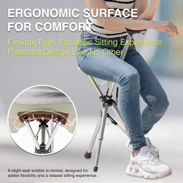 Alt view image 5 of 7 - Ta-Da Chair, Portable Trekking Hiking Pole, Folding Walking Stick with Seat, Walking Cane with Chair, Foldable Chair, Lightweight Aluminum, Easy Carry and Storage, Anti-Slip