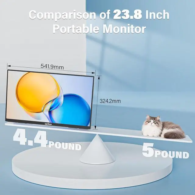 Alt view image 3 of 7 - Innoview 23.8 4K Large Portable Monitor, UHD (3840*2160) 100%sRGB IPS Speakers USB-C HDMI Work Home Second Monitor W/180°Adjustable Stand for Laptop, Desktop, Macbook, Phones, Tablet, PS5/4, Switch