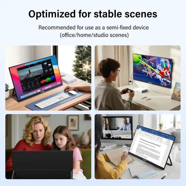 Alt view image 6 of 7 - Innoview 23.8 4K Large Portable Monitor, UHD (3840*2160) 100%sRGB IPS Speakers USB-C HDMI Work Home Second Monitor W/180°Adjustable Stand for Laptop, Desktop, Macbook, Phones, Tablet, PS5/4, Switch
