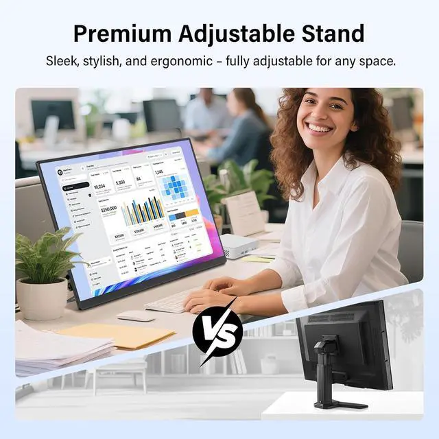 Alt view image 7 of 7 - Innoview 23.8 4K Large Portable Monitor, UHD (3840*2160) 100%sRGB IPS Speakers USB-C HDMI Work Home Second Monitor W/180°Adjustable Stand for Laptop, Desktop, Macbook, Phones, Tablet, PS5/4, Switch