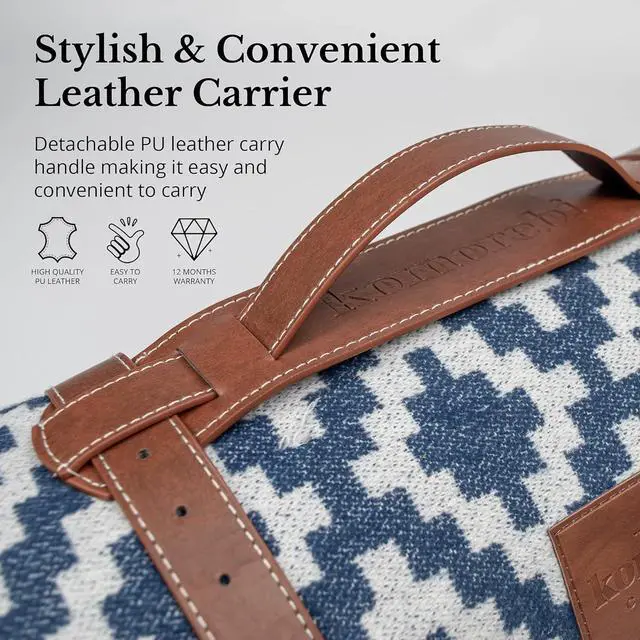 Alt view image 4 of 7 - Extra Large Picnic Blanket - 78 x 59 - Waterproof Outdoor Blanket, Foldable & Portable Sandproof Beach Blanket - Blue Travel Mat with Soft Cotton & Carry Handle