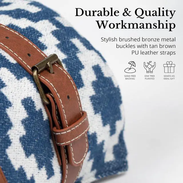 Alt view image 5 of 7 - Extra Large Picnic Blanket - 78 x 59 - Waterproof Outdoor Blanket, Foldable & Portable Sandproof Beach Blanket - Blue Travel Mat with Soft Cotton & Carry Handle
