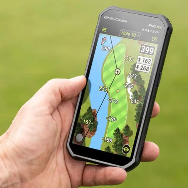 Alt view image 3 of 7 - SkyCaddie PRO 5X Handheld Golf GPS - Power Bundle with Portable Charger & Protective Hard Case - TruePoint Precision Positioning Technology - 5.5" Display, 35,000 Maps, Dynamic HoleVue