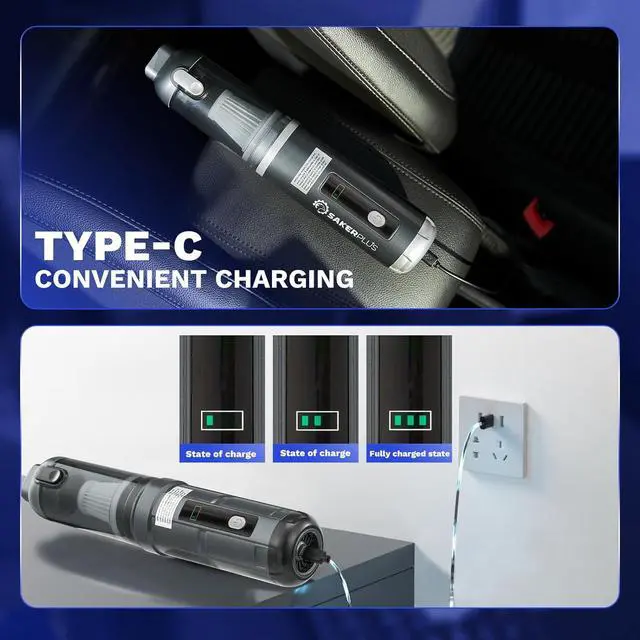 Alt view image 6 of 6 - Mini Vacuum Cleaner,Cordless Car Vacuum, 4 in 1 Mini Vacuum Cleaner High Power 16000PA Suction Handheld Vacuum,Portable Vaccum with HEPA Filter for Cars,Desktop,Home HL159