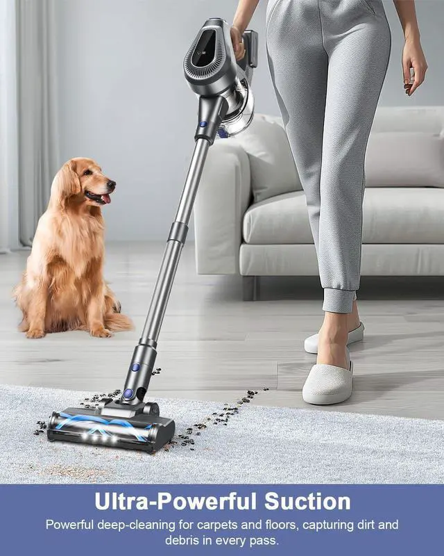 Alt view image 2 of 7 - Cordless Vacuum Cleaner with Tangle-Resistant Design, 7-in-1 Lightweight Stick Vacuum with 40Mins Runtime, Powerful Suction, Rechargeable Cordless Vacuum for Pet Hair/Carpet/Hardwood Floor