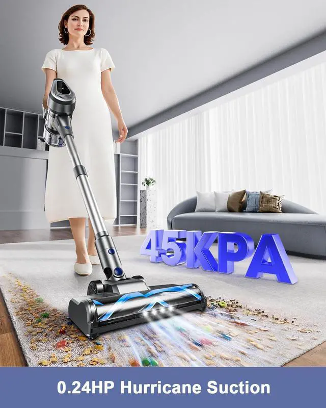 Alt view image 4 of 7 - Cordless Vacuum Cleaner with Tangle-Resistant Design, 7-in-1 Lightweight Stick Vacuum with 40Mins Runtime, Powerful Suction, Rechargeable Cordless Vacuum for Pet Hair/Carpet/Hardwood Floor